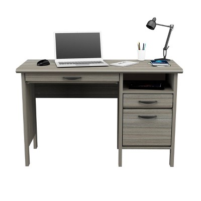 Smoke Oak Engineered Wood 64'' Desk with Keyboard Tray and File Cabinet