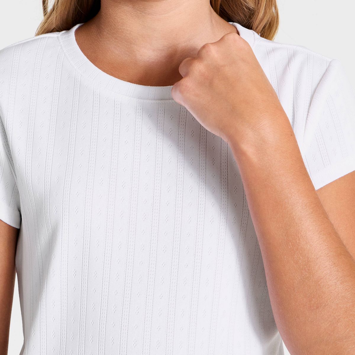 Girls' Short Sleeve Pointelle Active T-Shirt - All In Motion™ - thumbnail 9