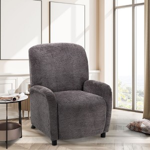 COLAMY Push Back Recliner Chair with Wingback Design, Fabric Accent Chair with Armrests & Wooden Legs for Living Room or Bedroom, Grey - 1 of 4