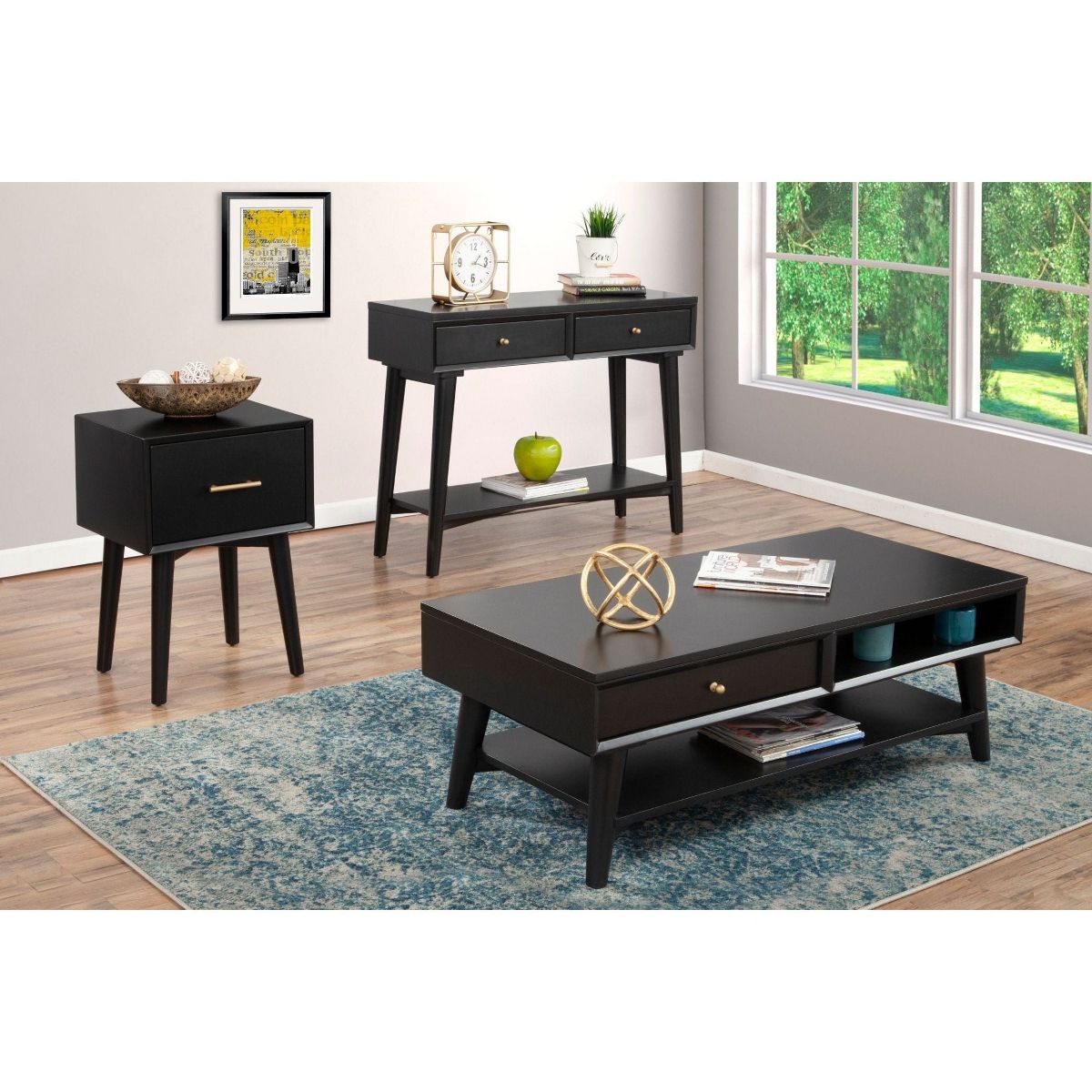 Flynn Mid-Century Coffee Table in Black | Alpine Furniture - thumbnail 7