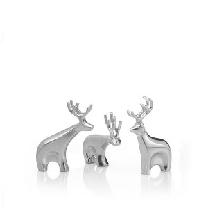 Nambé Holiday Miniature Blitzen Reindeer Set – Sculptural Christmas Figurines, Collectible Sleigh and Reindeer Display Accents, Set of 3 - 1 of 4