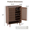 Shoe Cabinet Up to 24 Pairs, 6 Tier Shoe Storage Cabinet with Grille Doors & Adjustable Shelves - 2 of 4