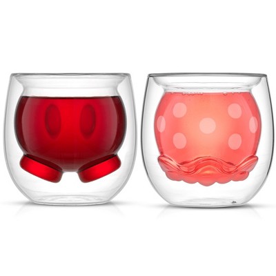 Joyjolt Disney Mickey & Minnie Icon Stemless Wine Glass - 10 Oz - Set Of 2  : Target