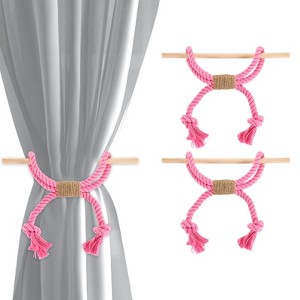 Unique Bargains Cotton Hand-Woven Decorative Tassel Curtain Tiebacks with Wood Club - 1 of 4