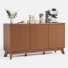 58" Modern Farmhouse Sideboard Buffet Cabinet with Adjustable Shelves Storage & 4 Doors, Wood Buffet Console Table - 3 of 4