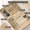 Set of 9 Adjustable Velvet Jewelry Trays, Stackable Drawer Organizer Inserts for Necklaces, Earrings & Rings, Beige - 3 of 4