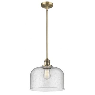 Bell - 1 Light Stem Hung Mini Pendant In Industrial Style-13 Inches Tall and 12 Inches Wide