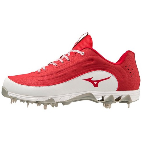 Red and white mizuno deals softball cleats