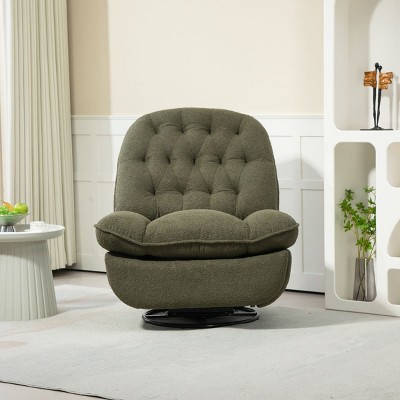 360° Swivel Recliner Adjustable Chair Chenille Swivel Reclining Glider Single Chaise Lounge Sofa Chair With Black Metal Round Base-Cuddlewood