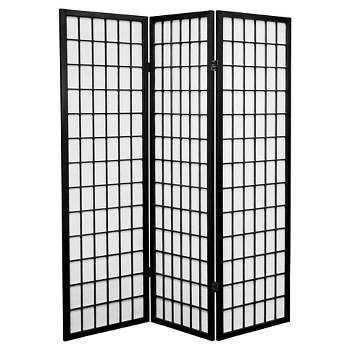 5 ft. Tall Window Pane Shoji Screen - Black (3 Panels)