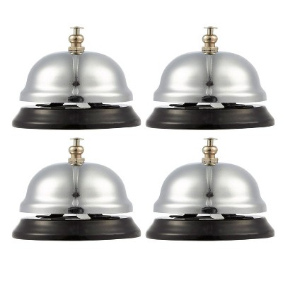 Call Bell - 4-Pack Customer Service Bell, Office Desk Bell, Ringing Bell - for Home, Store or Hotel, Small, Silver, 2.5 x 2 x 2.5 inches