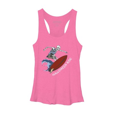 Women's Design By Humans Halloween Surfing Zombie Skeleton Funny Costume t shirt By graceandfinn Racerback Tank Top