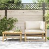 vidaXL Bamboo Patio Lounge Set - 2-Piece Including Corner Sofa and Table with Cream White Cushions - Outdoor Furniture - 3 of 4