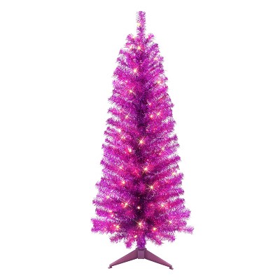 Puleo 4.5' Pre-lit Tinsel Artificial Christmas Tree with Clear Lights