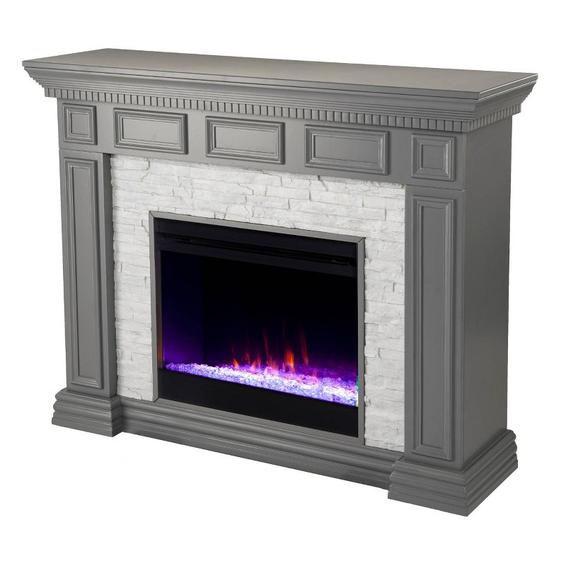 Brothye Fireplace with Faux Stone Gray - Aiden Lane, 3 of 14