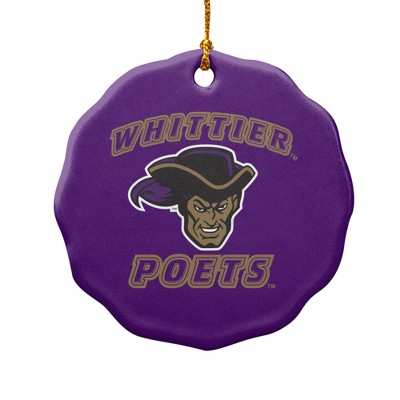 Whittier College Poets Logo Porcelain Scalloped Holiday Christmas Tree Ornament