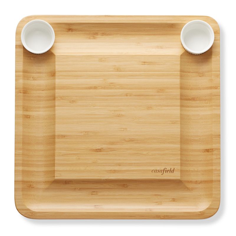 Casafield Bamboo Cheese Cutting Board with Stainless Steel Knives, Ceramic Bowls and Slate Cheese Markers, 3 of 8