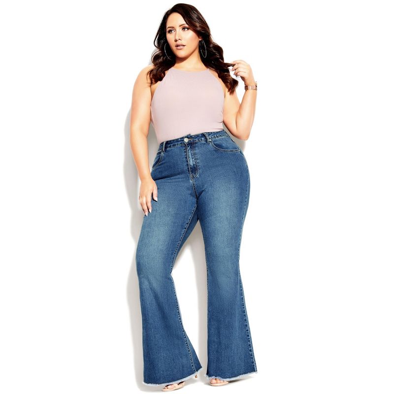 Women's Plus Size Harley Classic Flare Jean - light wash | CITY CHIC, 1 of 8