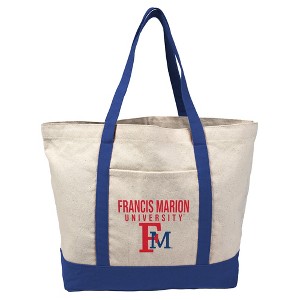 Francis Marion University Primary Logo Canvas Tote Bag With External Pocket, Reusable Shoulder Bag for Shopping, School, Beach - 1 of 4
