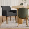 7-piece Dining Room Table Set, Oak Oval Table with 6 Linen Fabric Dining Chair and 2 Captain's Chair with Solid Wood Legs, Dining Room- Maison Boucle - 2 of 4
