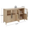Homhougo 55" Large Buffet Sideboard Cabinet with 4 Glass Doors and Shelves, Modern Farmhouse Storage Cabinet Table Natural - 2 of 4