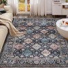 Machine Washable Vintage Floral Printed Area Rug Low Pile Non Slip Stain Resistant Oriental Medallion Design Boho Floor Rug for Living Room Bedroom - 2 of 4