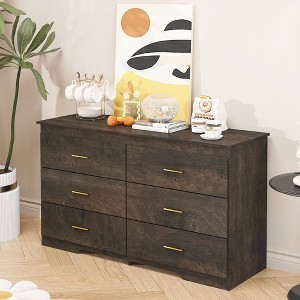 CAVINAS Double Column 6-Drawer Dresser with 3 Rows,Modern Storage Closet Dresser for Bedroom,Metal Handle - 1 of 4