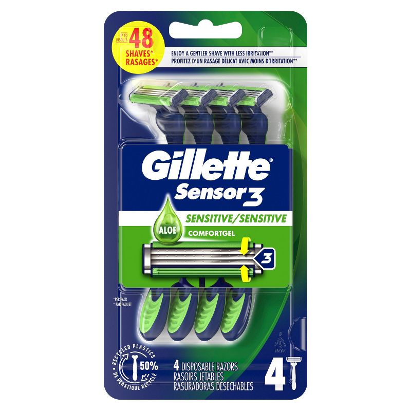 Gillette Sensor3 Sensitive Men's Disposable Razors, 1 of 10