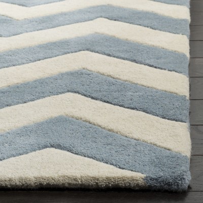 Chatham Off-White and Blue Hand-Tufted Wool Square Rug