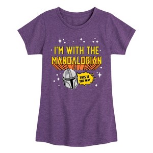 Girls' - The Mandalorian - Im With Mando Fitted Short Sleeve Graphic T-Shirt - 1 of 4