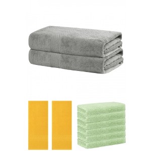 REGALWOVEN Absorbent Solid Bath Hand Face Cloths Cotton Towels 3 Piece Sets - 1 of 4