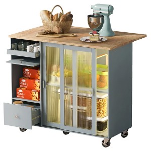 Bella Depot LED Light Kitchen Island Cart with Adjustable Shelf and 2 Drawers - 1 of 4