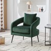 Vynxaria Modern Velvet Open Back Accent Chair with Metal Legs ¨C Cozy Barrel Lounge Chair in Green - 2 of 4