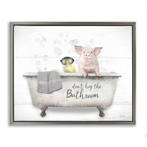 Stupell Industries Don't Hog Bathroom Floating Frame Canvas Art - 1 of 4