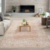 Washable Modern Floral Bordered Rug, Low-Pile Non-Slip Indoor Carpet, Stain-Resistant Floor Cover for Living Room, Bedroom, Dining, Office - 2 of 4