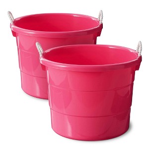 Homz 18 Gallon Plastic Multipurpose Utility Storage Bucket Tub with Strong Rope Handles for Indoor and Outdoor Use - 1 of 4