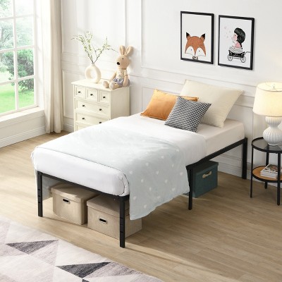 TOAOTBNBO Comfortable King Bed with Storage, Classic King Bed with Steel Slats, Elegant Beds with Metal Legs, Black
