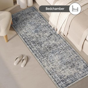 Washable Rug Distressed Vintage Medallion Rug with Non Slip Backing - 1 of 4