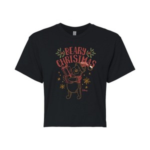 Women's - Winnie the Pooh - Pooh Wishes A Beary Christmas Cropped Graphic T-Shirt - 1 of 4