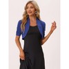 INSPIRE CHIC Women's Cropped Open Front Ruched Short Sleeve Bolero Shrugs - 4 of 4