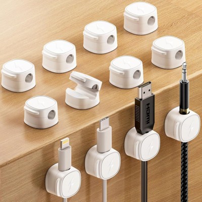 VisioGear Cable Clips, Phone Cord Holder for Nightstand, Under Desk Cable Management for Home Office Desktop