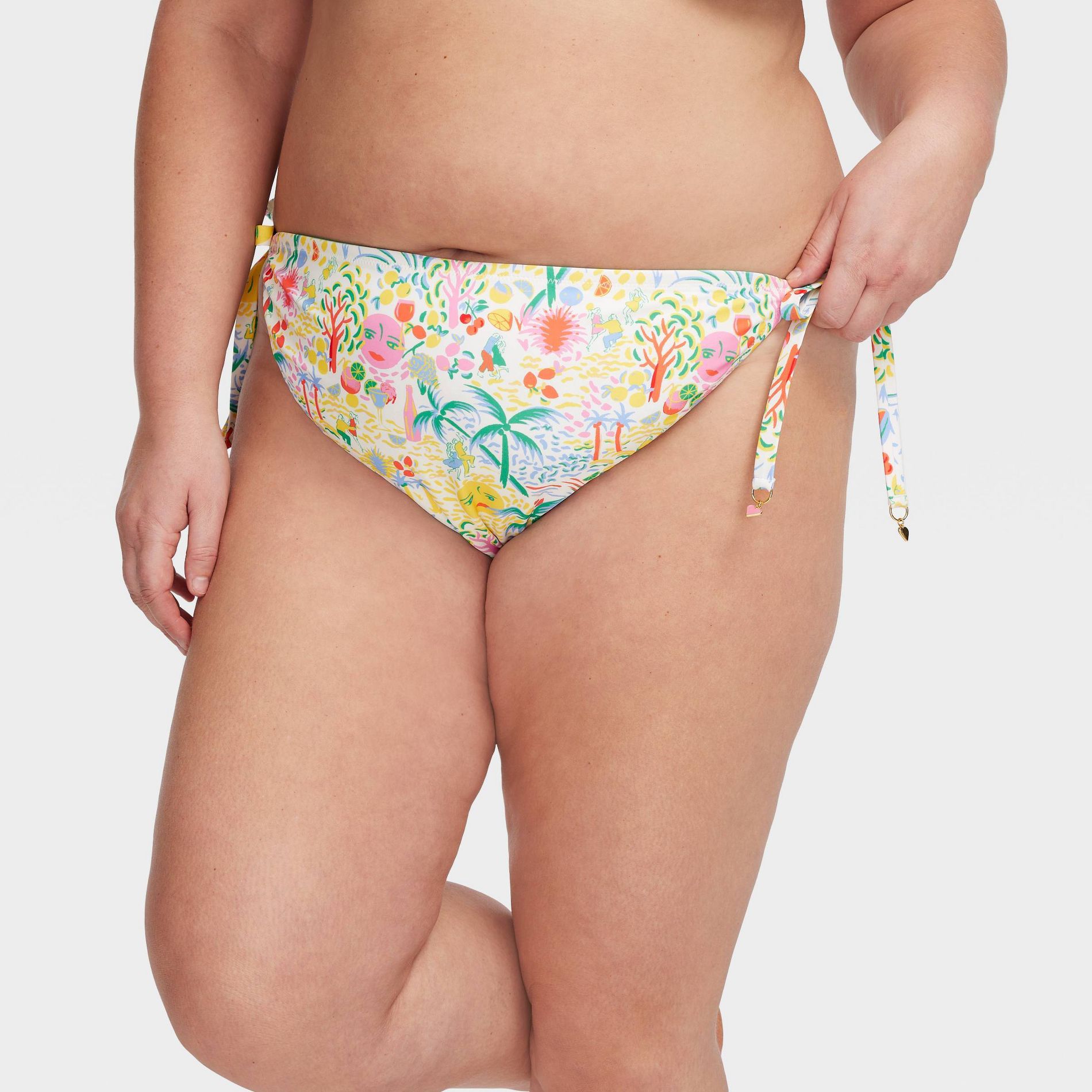 Women's Vacation/Star Geo Reversible Side-Tie Bikini Bottoms Yellow/Green - Roller Rabbit x Target