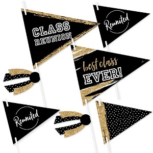 Big Dot of Happiness Reunited - Triangle School Class Reunion Party Photo Props - Pennant Flag Centerpieces - Set of 20 - 1 of 4