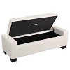 KTMBDW Storage Ottoman Foot Rest Stool, 50" Textured Fabric Ottoman Footstool with Wood Legs and Hinged Lid, Foot Stool Bench for Bedroom - 4 of 4