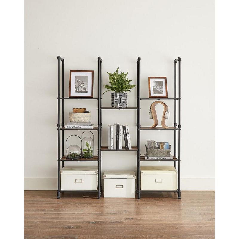 VASAGLE Bathroom Shelves, 5-Tier Storage Rack, Plant Flower Stand, 12.2”D x 15.6”W x 51”H, Rustic Brown and Black, 3 of 6