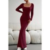 Women's Casual Long Sleeve Maxi Dress 2024 Fall Square Neck Soft Lounge Long Bodycon Dress - 3 of 4