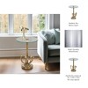 Accent Table Metal Aluminum Tempered Glass Mushroom Base Finish Round Top for Home Office Bedroom Living Room Decor - 20" Gold - 3 of 4