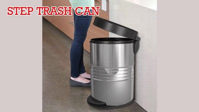 Dropship Stainless Steel 10.5 Gallon Trash Can Round Step Kitchen