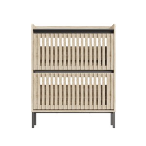 GlasFlength Shoe Racks 2 Flip Shoe Cabinet Shoe Organizer Long Shoe Rack FreeStanding Shoe Rack for Entryway, Beige, 31.49"*9.44"*38.97" - 1 of 4