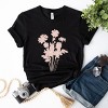 S.W.Smiley Pink Flower Silohuette - Women's Short Sleeve Graphic T-Shirt - 2 of 4